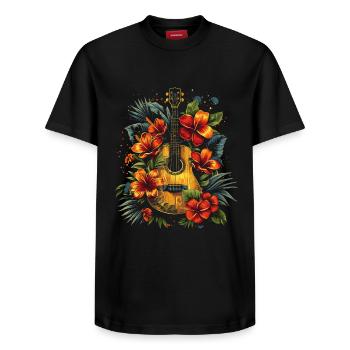 Ukulélé drôle - T-shirt unisexe décontracté en coton Supima – de SPREAD - noir - Devant - AI Model Female 172 light (172cm) & AI Model Male 178 light (178cm)