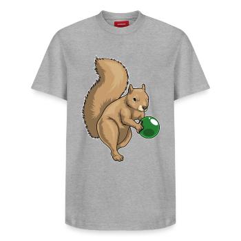 Boule de bowling Squirrel - T-shirt unisexe décontracté en coton Supima – de SPREAD - gris chiné - Devant - AI Model Female 172 dark (172cm) & AI Model Male 185 dark (185cm)