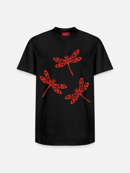 Trio roter Libellen - Relaxed Unisex Supima Cotton T-Shirt – von SPREAD - Schwarz