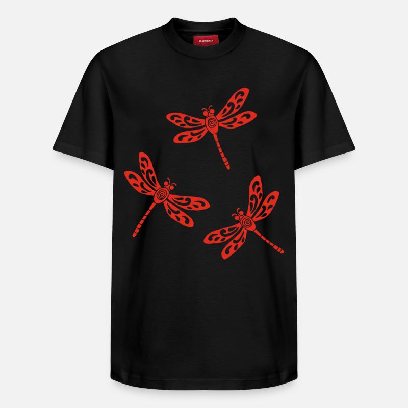 Trio roter Libellen - Relaxed Unisex Supima Cotton T-Shirt – von SPREAD - Schwarz