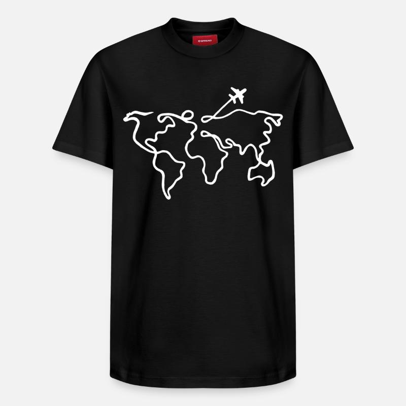 Voyage autour du monde - T-shirt unisexe décontracté en coton Supima – de SPREAD - noir