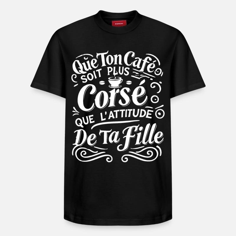 Attitude Caféiné - T-shirt unisexe décontracté en coton Supima – de SPREAD - noir