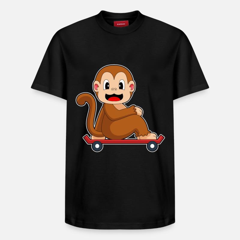 Monkey Skater Skateboard - Relaxed Unisex Supima Cotton T-Shirt – by SPREAD - black