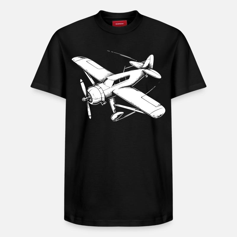 Dessin de plan d’hélice - T-shirt unisexe décontracté en coton Supima – de SPREAD - noir