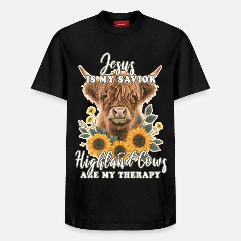 Highland Cattle Vers Chrétiens - T-shirt unisexe décontracté en coton Supima – de SPREAD - noir