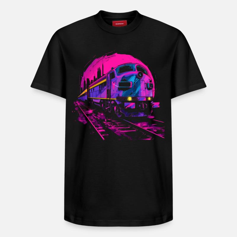 Chemin de fer Retrowave - T-shirt unisexe décontracté en coton Supima – de SPREAD - noir