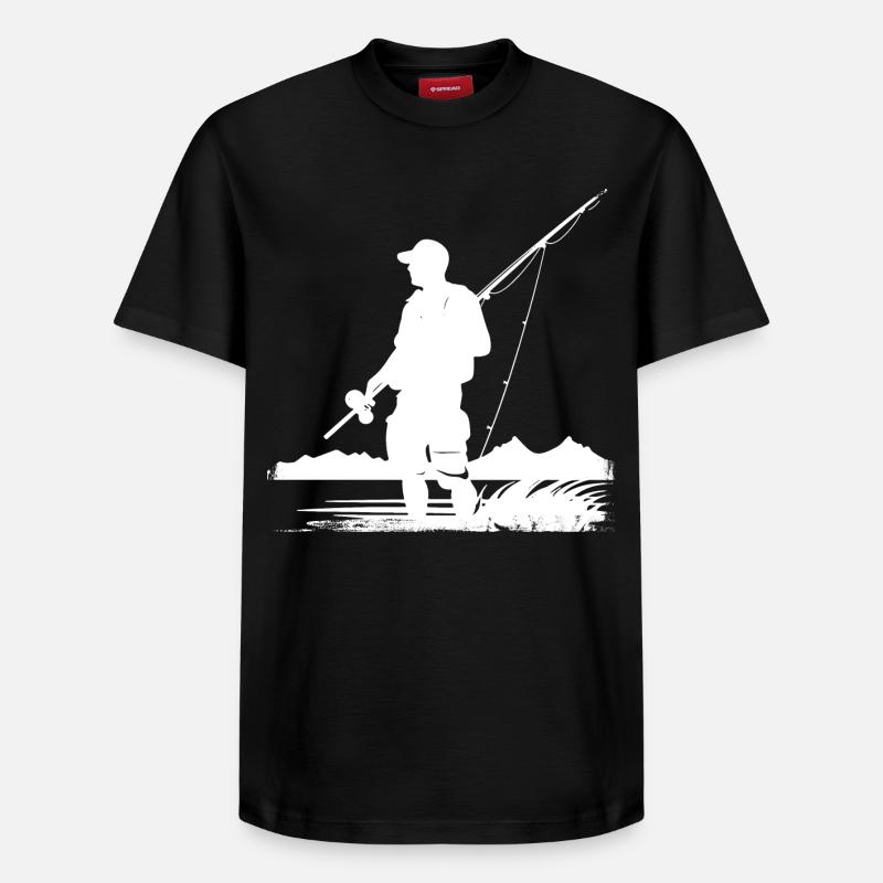 Dessin de pêche - T-shirt unisexe décontracté en coton Supima – de SPREAD - noir