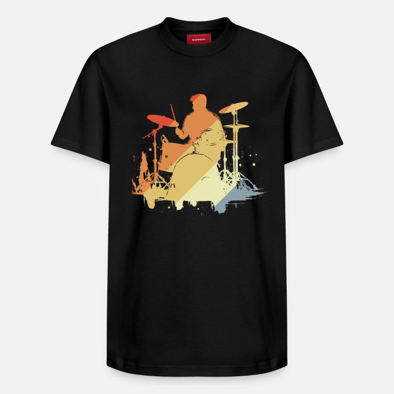 Drummer Dessin Rétro - T-shirt unisexe décontracté en coton Supima – de SPREAD - noir