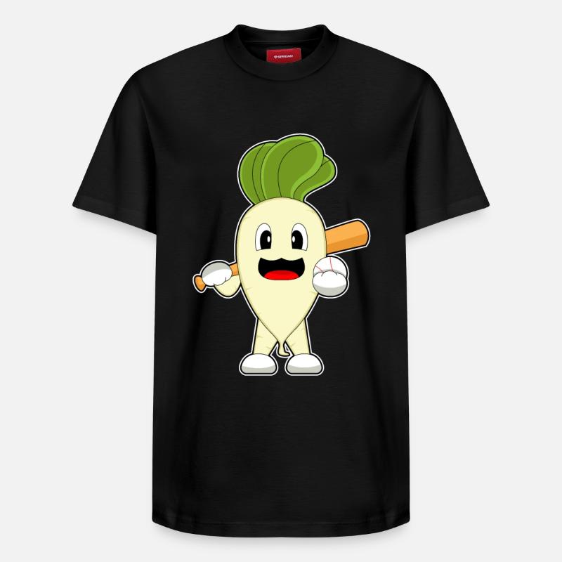 Radieschen Baseball Baseballschläger - Relaxed Unisex Supima Cotton T-Shirt – von SPREAD - Schwarz