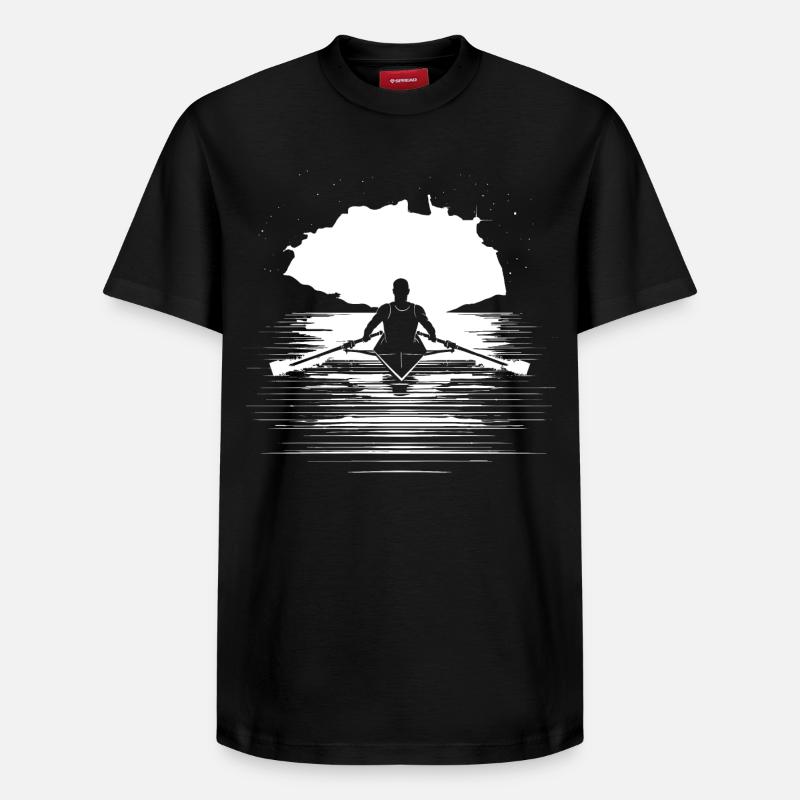 Dessin du rameur - T-shirt unisexe décontracté en coton Supima – de SPREAD - noir