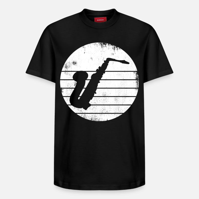 Dessin de saxophone - T-shirt unisexe décontracté en coton Supima – de SPREAD - noir