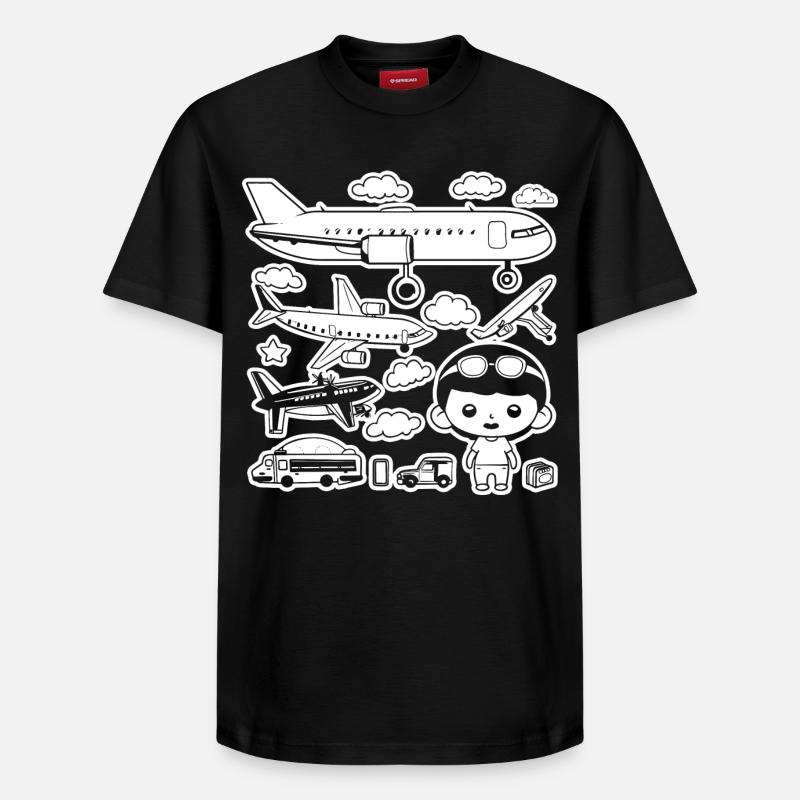 Avions style dessin animé - T-shirt unisexe décontracté en coton Supima – de SPREAD - noir