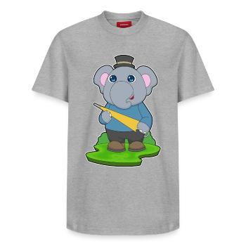 Elephant Umbrella - Relaxed Unisex Supima Cotton T-Shirt – by SPREAD - heather grey - Front - AI Model Female 172 dark (172cm) & AI Model Male 185 dark (185cm)