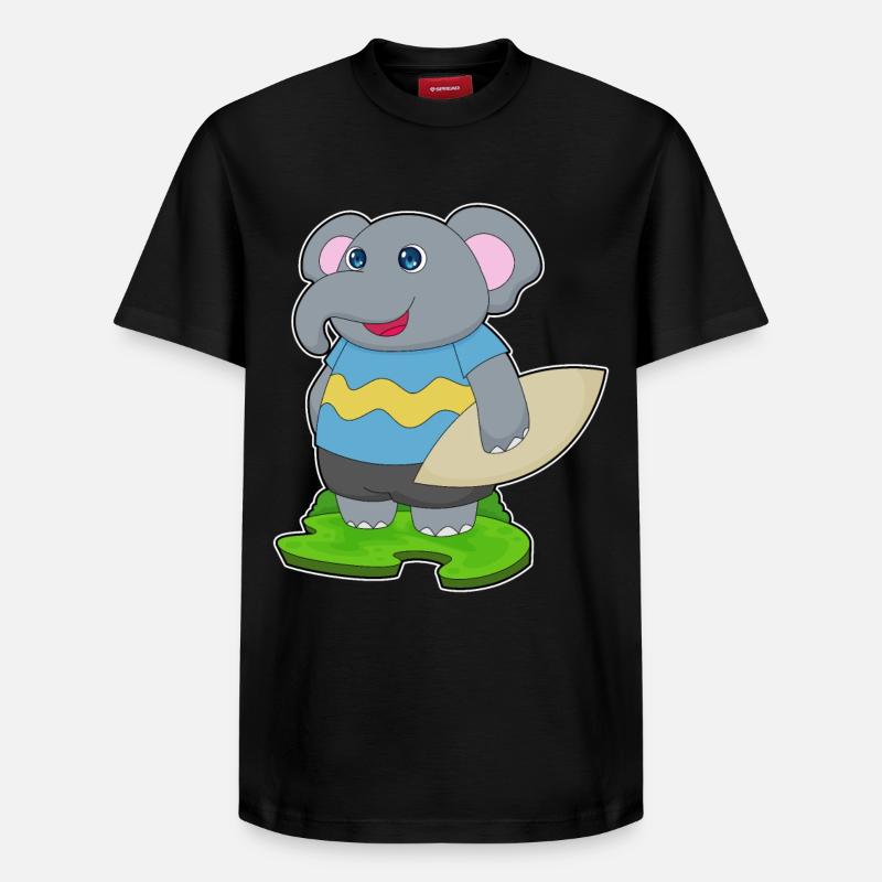 Elefant Surfer Surfbrett - Relaxed Unisex Supima Cotton T-Shirt – von SPREAD - Schwarz