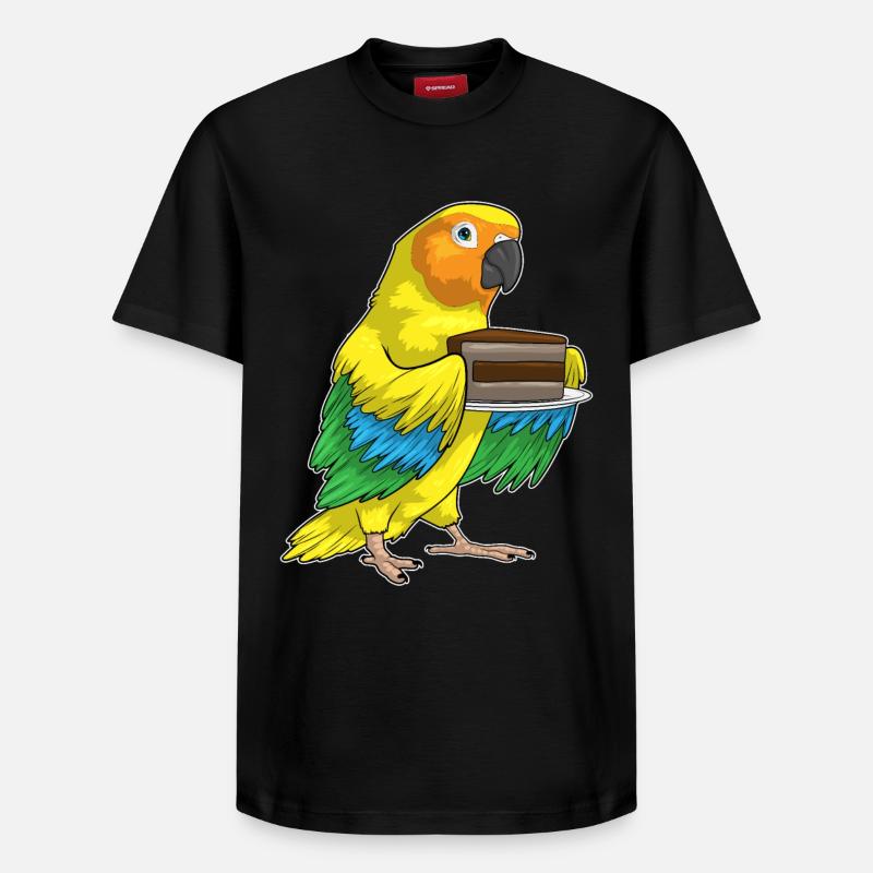 Gâteau d’anniversaire perroquet - T-shirt unisexe décontracté en coton Supima – de SPREAD - noir