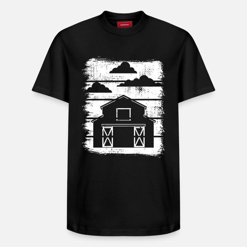 Dessin de grange - T-shirt unisexe décontracté en coton Supima – de SPREAD - noir