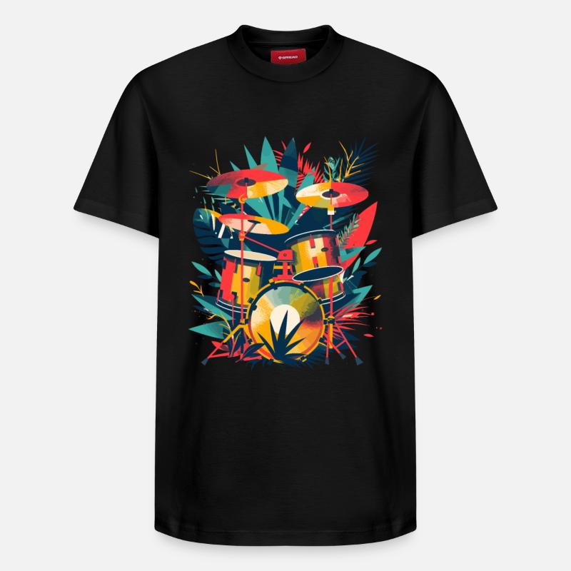 Drum Set Illustration - Relaxed Unisex Supima Cotton T-Shirt – von SPREAD - Schwarz