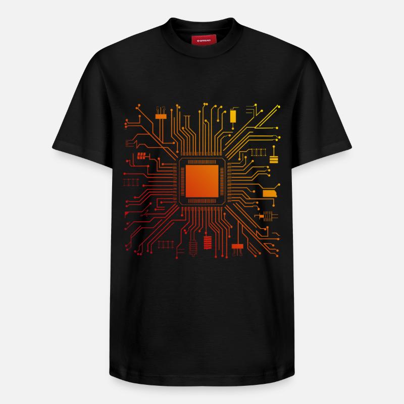 Tech Computer Motherboard Abstract Microchip - Relaxed Unisex Supima Cotton T-Shirt – by SPREAD - black