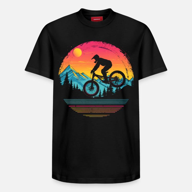 Mountainbiken Vaporwave - Relaxed Unisex Supima Cotton T-Shirt – von SPREAD - Schwarz