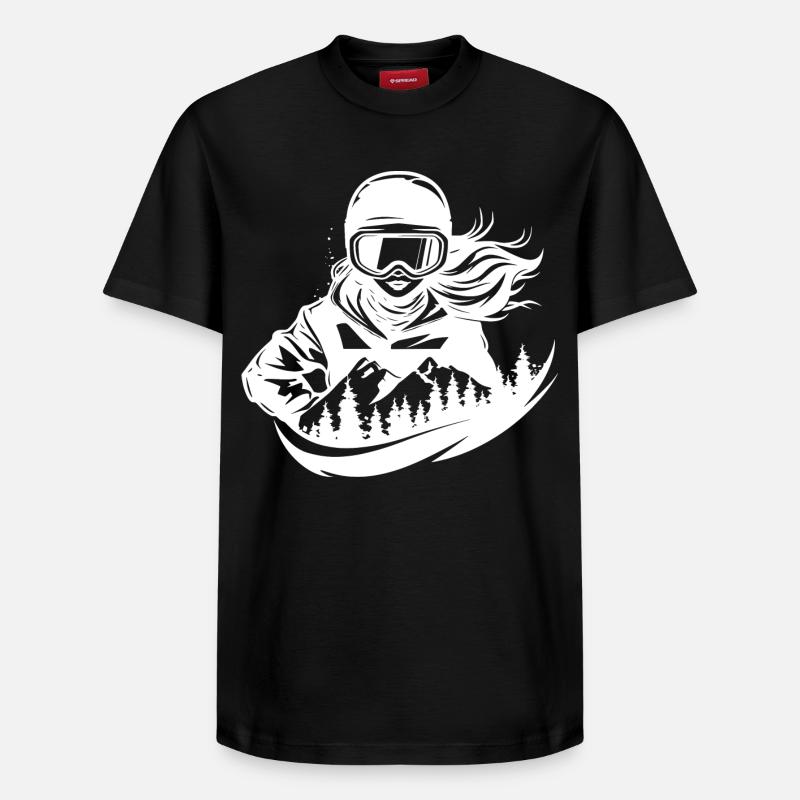 Snowboardeuse Fille - T-shirt unisexe décontracté en coton Supima – de SPREAD - noir