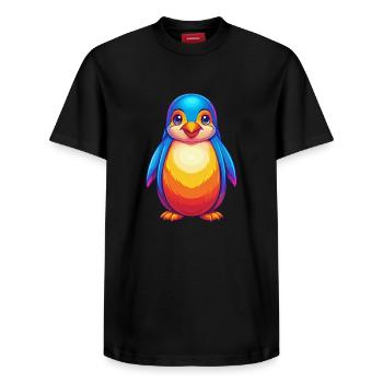 Pinguin Buntes Kawaii Cartoon Meerestier - Relaxed Unisex Supima Cotton T-Shirt – von SPREAD - Schwarz - Vorne - AI Model Female 172 light (172cm) & AI Model Male 178 light (178cm)