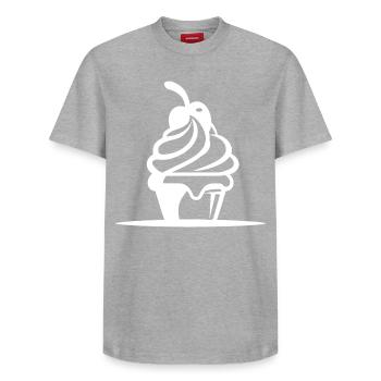 Graphique de crème glacée - T-shirt unisexe décontracté en coton Supima – de SPREAD - gris chiné - Devant - AI Model Female 172 dark (172cm) & AI Model Male 185 dark (185cm)