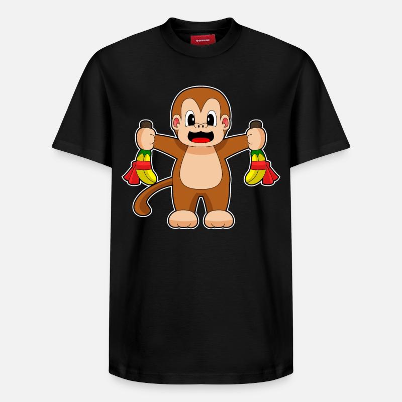 Singe Banane Anniversaire - T-shirt unisexe décontracté en coton Supima – de SPREAD - noir