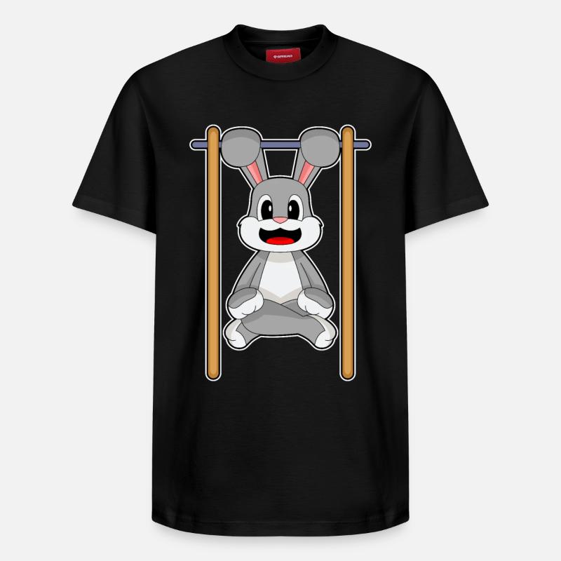 Bunny Bodybuilder Tractions Musculation - T-shirt unisexe décontracté en coton Supima – de SPREAD - noir