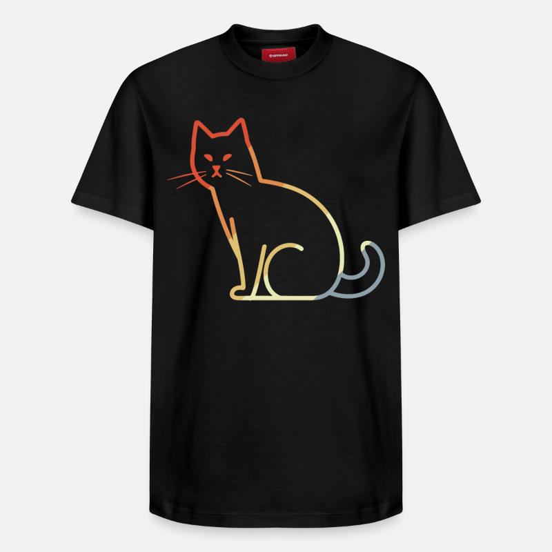 Katze Retro - Relaxed Unisex Supima Cotton T-Shirt – von SPREAD - Schwarz