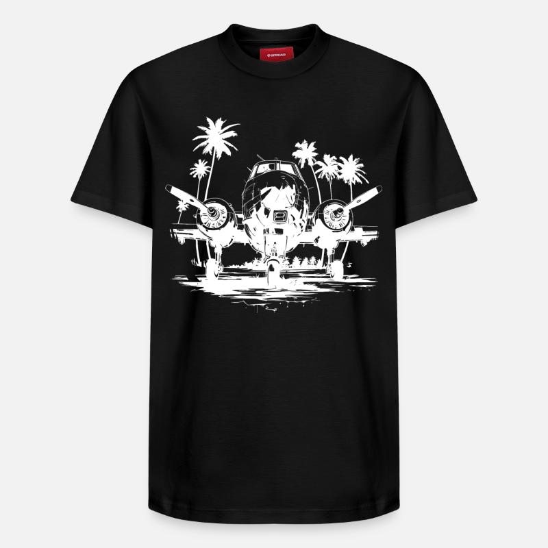 Dessin d’avion - T-shirt unisexe décontracté en coton Supima – de SPREAD - noir