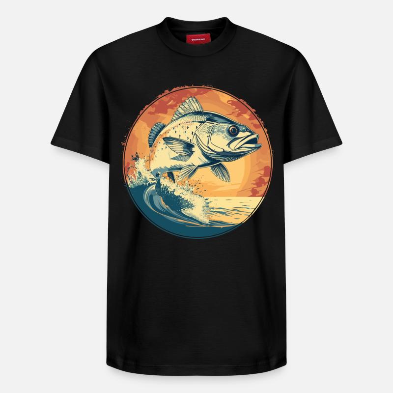 Illustration de poisson - T-shirt unisexe décontracté en coton Supima – de SPREAD - noir