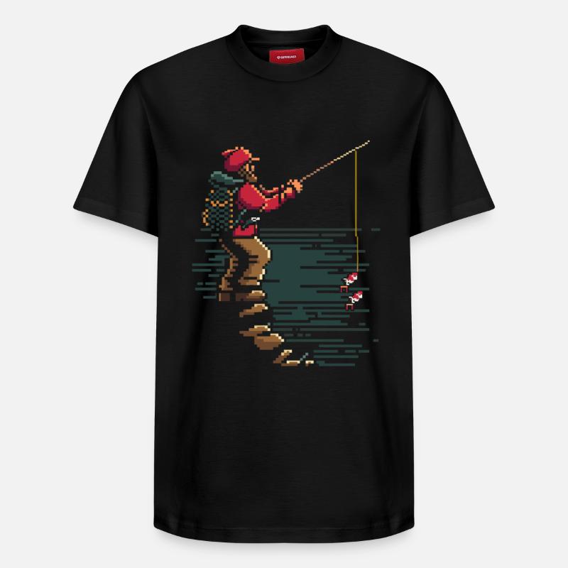 Graphique pixel de pêche - T-shirt unisexe décontracté en coton Supima – de SPREAD - noir