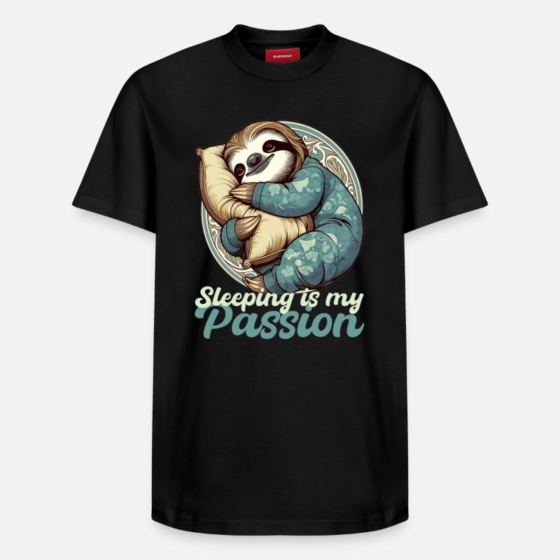 Sloth Sleeping Passion Gift - Relaxed Unisex Supima Cotton T-Shirt – by SPREAD - black