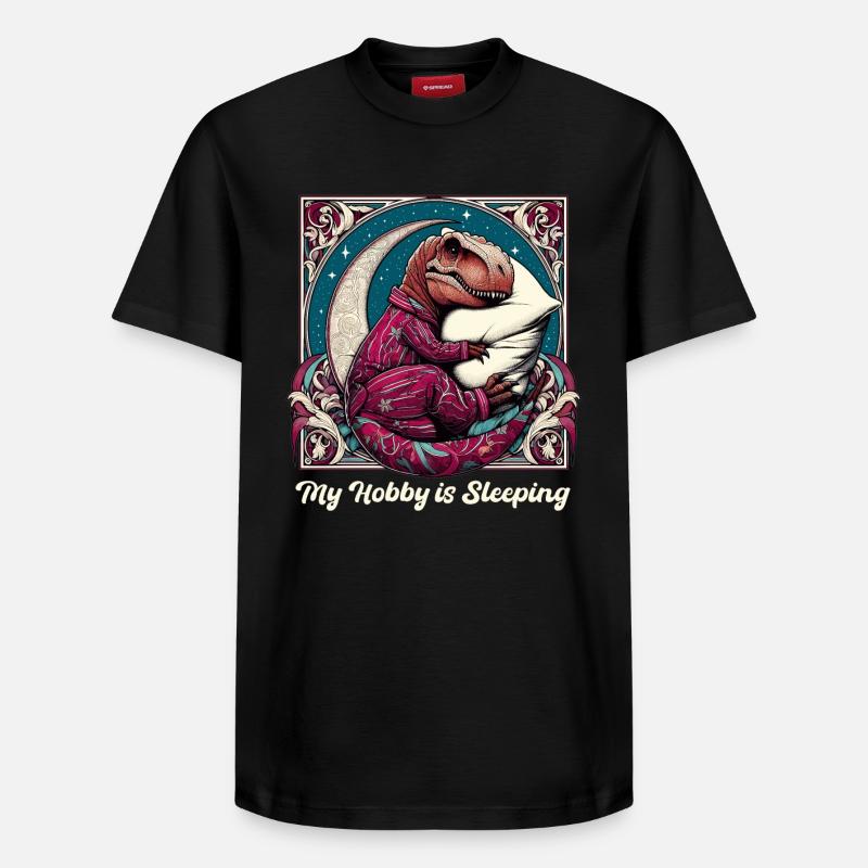T-Rex Sleeping Hobby Cadeau - T-shirt unisexe décontracté en coton Supima – de SPREAD - noir