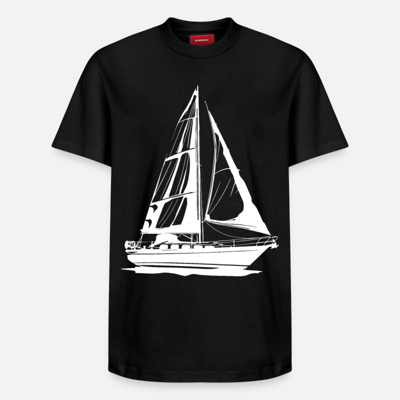 Dessin de voilier - T-shirt unisexe décontracté en coton Supima – de SPREAD - noir