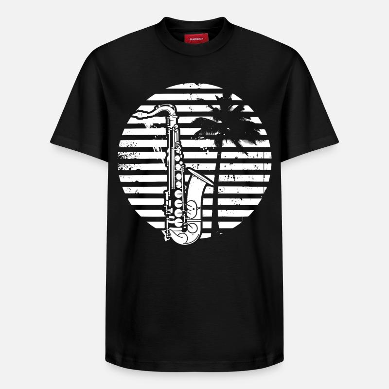 Dessin de saxophone - T-shirt unisexe décontracté en coton Supima – de SPREAD - noir