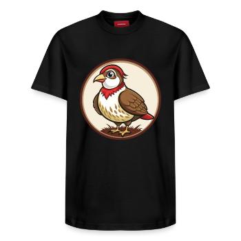 Partridge Colorful Kawaii Cartoon Character Pet - Relaxed Unisex Supima Cotton T-Shirt – by SPREAD - black - Front - AI Model Female 172 light (172cm) & AI Model Male 178 light (178cm)