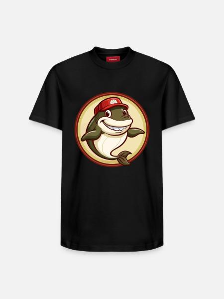 Whale Colorful Kawaii Cartoon Character Clipart - Relaxed Unisex Supima Cotton T-Shirt – by SPREAD - black