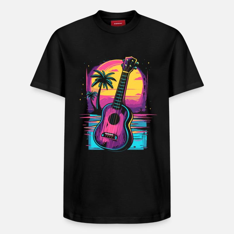 Ukulélé Look Années 80 - T-shirt unisexe décontracté en coton Supima – de SPREAD - noir