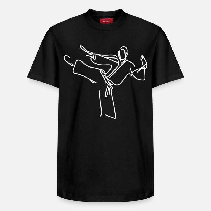 Dessin Karateka - T-shirt unisexe décontracté en coton Supima – de SPREAD - noir