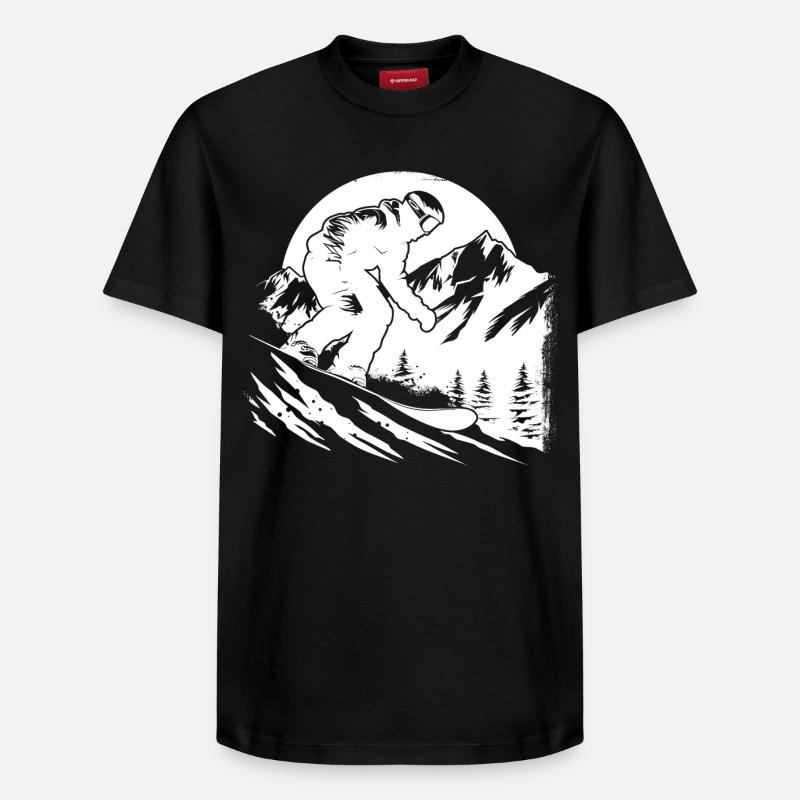 Croquis de snowboarder - T-shirt unisexe décontracté en coton Supima – de SPREAD - noir