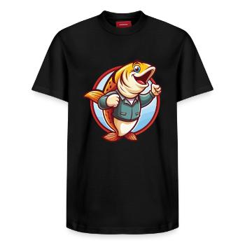 Saumon Drôle Kawaii Dessin animé Clipart Animal Animal de compagnie - T-shirt unisexe décontracté en coton Supima – de SPREAD - noir - Devant - AI Model Female 172 light (172cm) & AI Model Male 178 light (178cm)