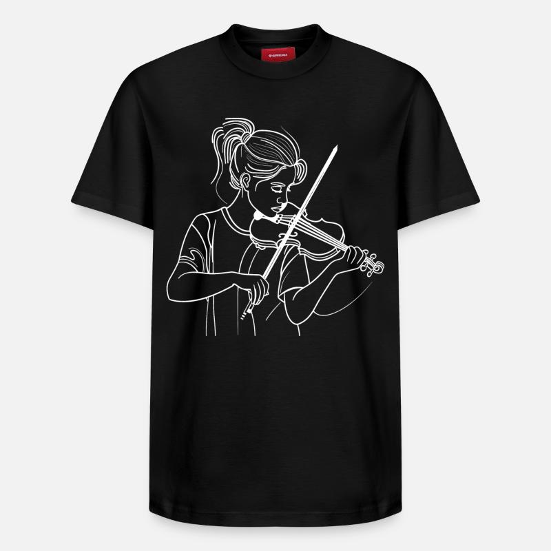 Violoniste Line Art - T-shirt unisexe décontracté en coton Supima – de SPREAD - noir