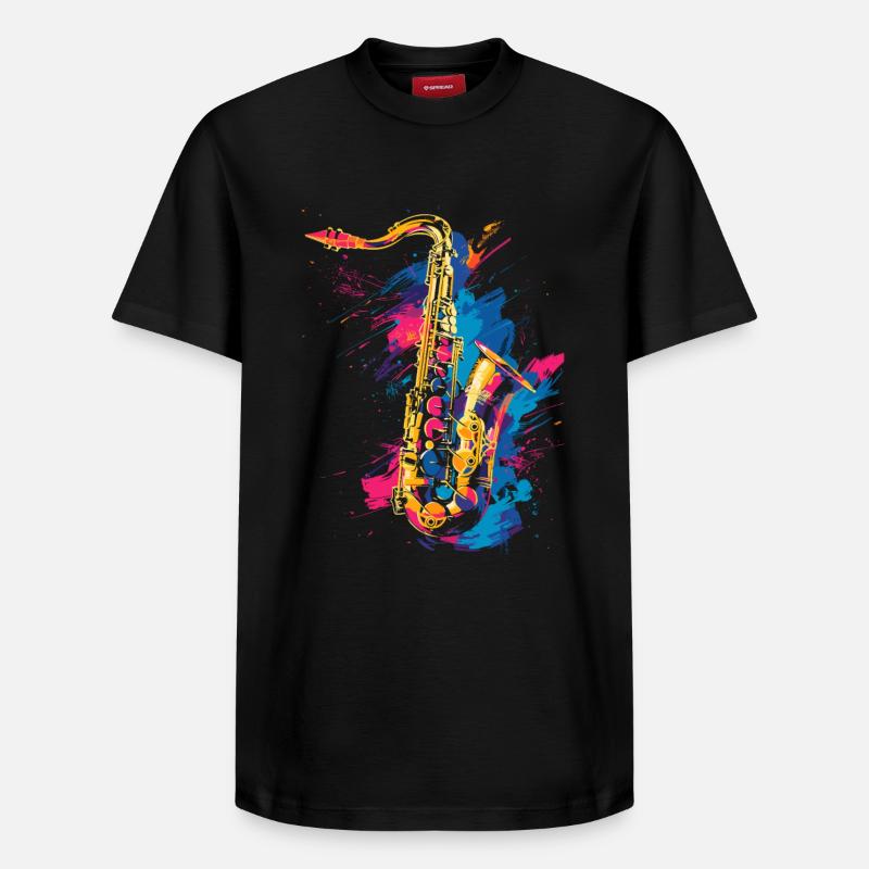 Saxophone Graffiti - T-shirt unisexe décontracté en coton Supima – de SPREAD - noir
