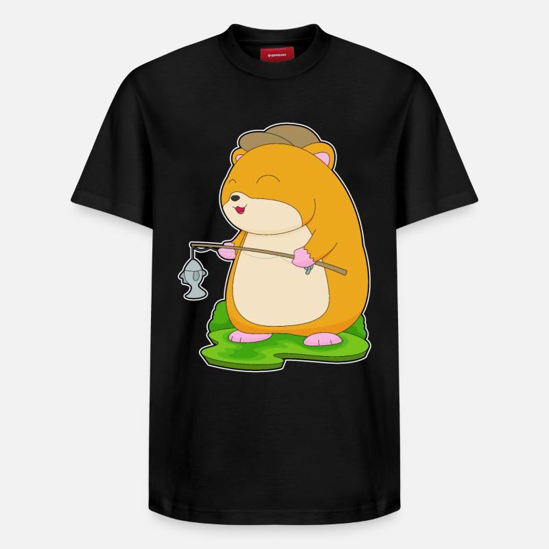Pêche au poisson hamster pêcheur - T-shirt unisexe décontracté en coton Supima – de SPREAD - noir