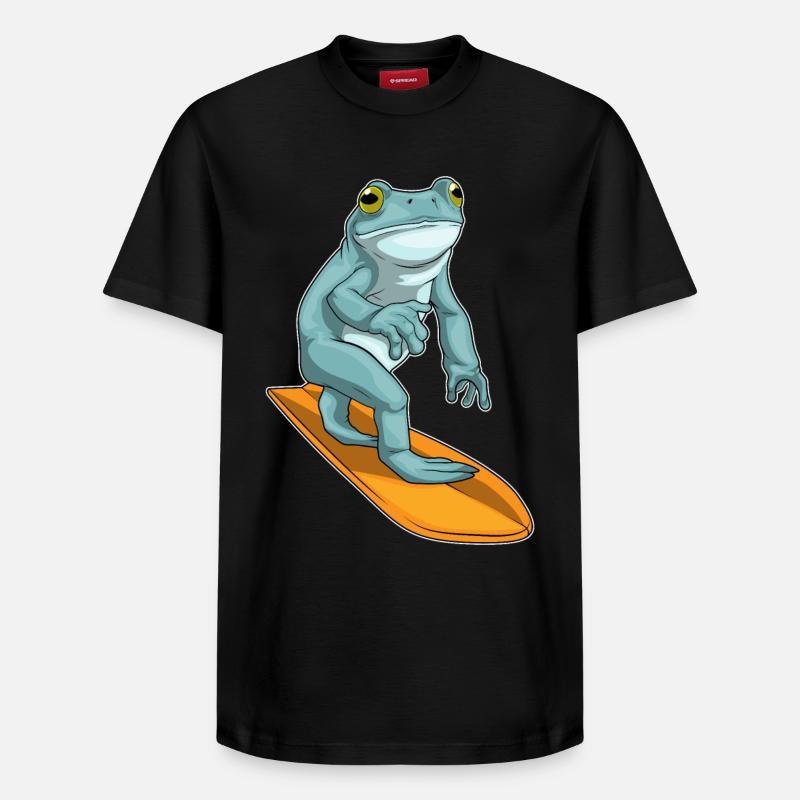 Planche de surf Frog Surfer - T-shirt unisexe décontracté en coton Supima – de SPREAD - noir