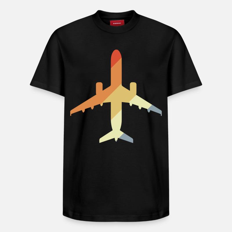 Avion rétro - T-shirt unisexe décontracté en coton Supima – de SPREAD - noir