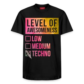 Techno - Relaxed Unisex Supima Cotton T-Shirt – von SPREAD - Schwarz - Vorne - AI Model Female 172 light (172cm) & AI Model Male 178 light (178cm)