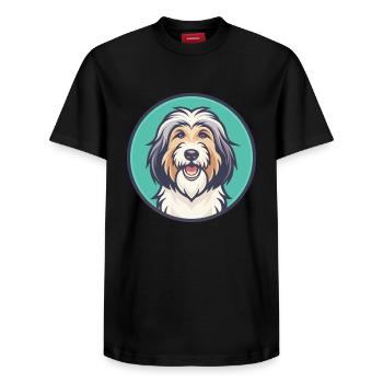 chien de berger catalan chien race dessin animé Kawaii Clipart - T-shirt unisexe décontracté en coton Supima – de SPREAD - noir - Devant - AI Model Female 172 light (172cm) & AI Model Male 178 light (178cm)
