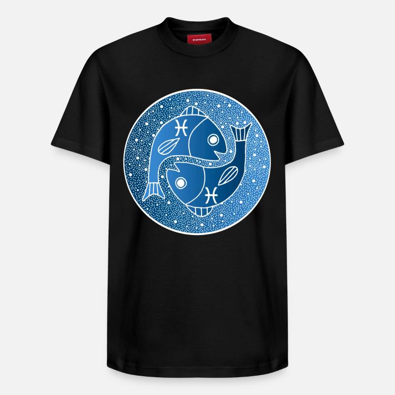 Signe astrologique du poisson - T-shirt unisexe décontracté en coton Supima – de SPREAD - noir